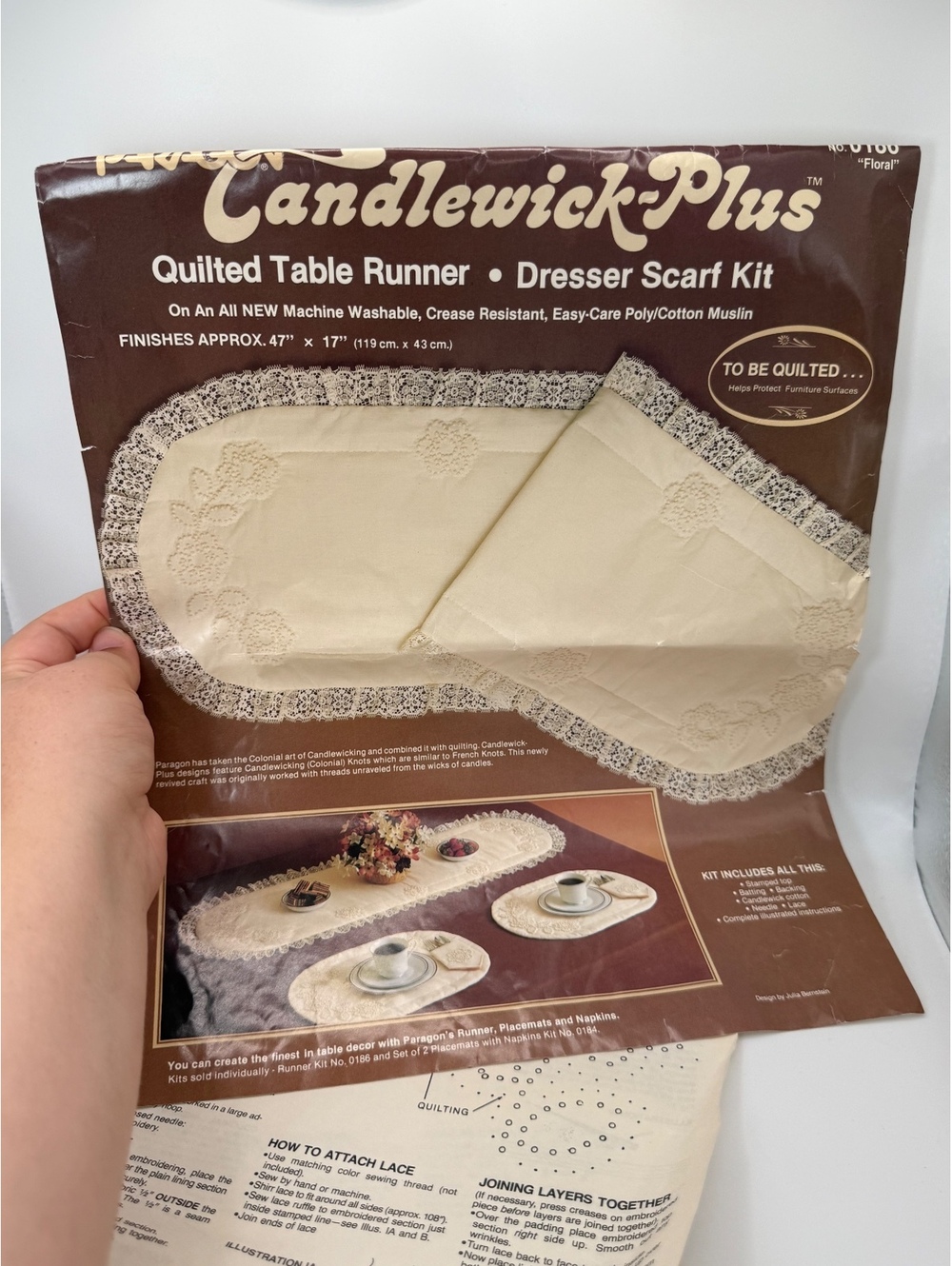 Set of 2 Vintage Candlewick Plus Quilted Table Runner Dresser Scarf Kit